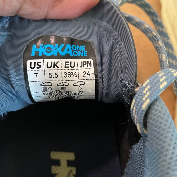 HOKA One One Women's  Speedgoat 4 Running Shoes Blue Yellow Size 7 - Picture 7 of 9